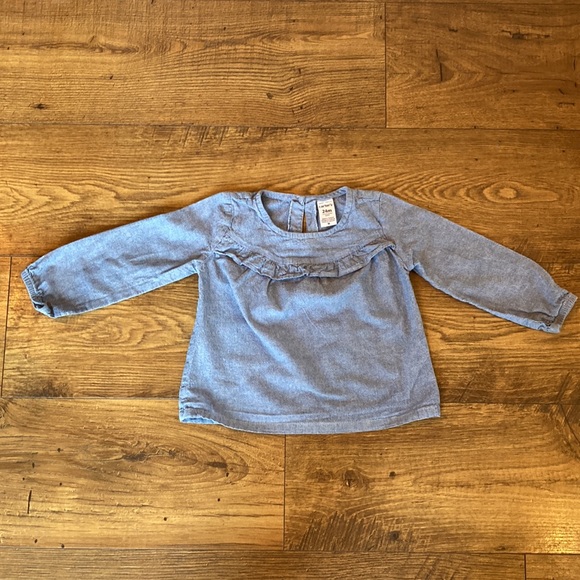 Carter’s Denim Ruffle shirt with Floral Leggings - Picture 2 of 9